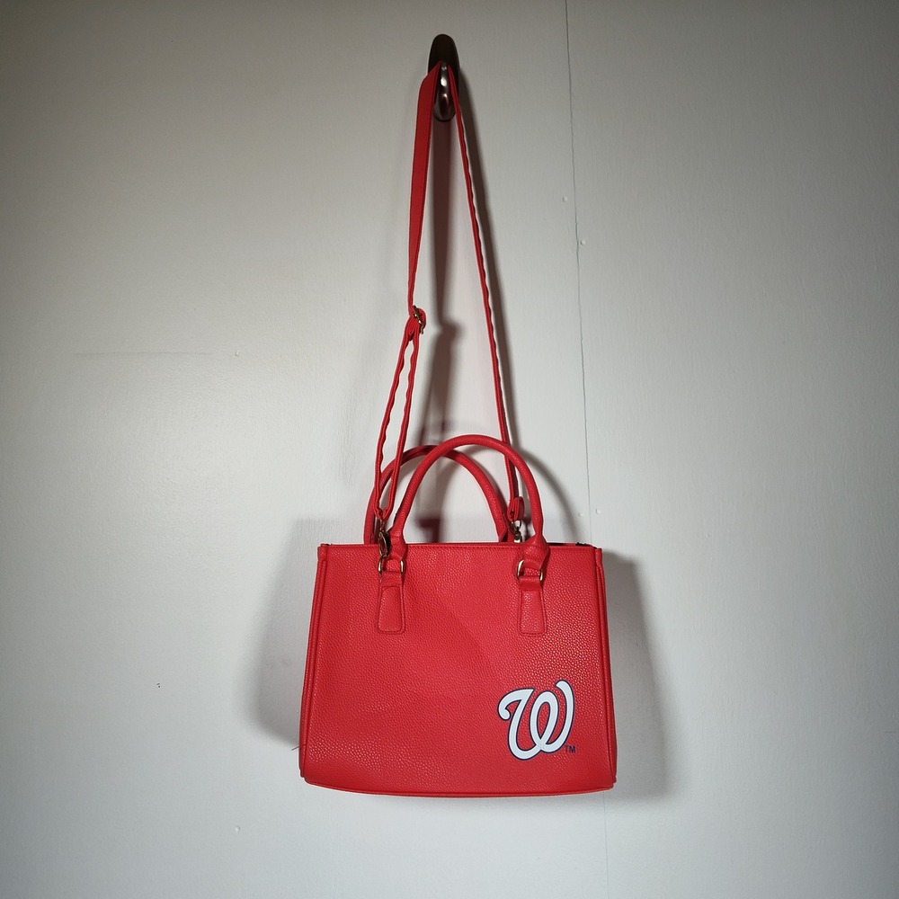 FOCO Washington Nationals MLB Red Pebbled Satchel Crossbody Bag Handbag Fan Gear